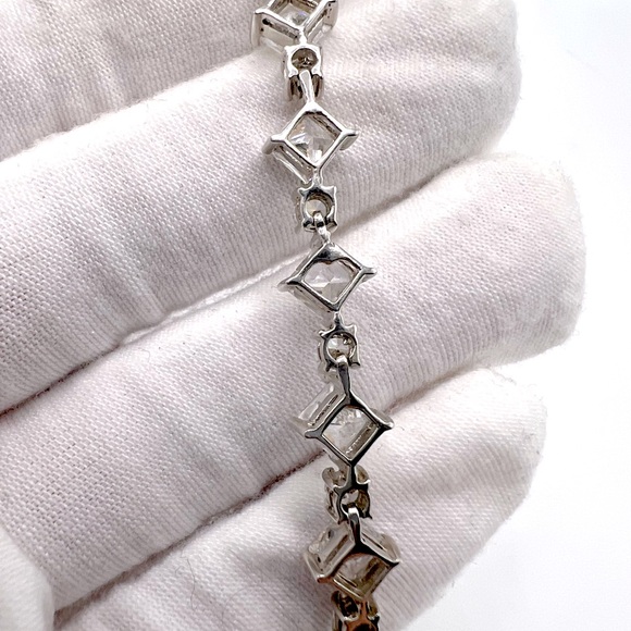 Sterling Silver Princess-Cut & Round Cubic Zirconia Tennis Bracelet - Picture 12 of 16